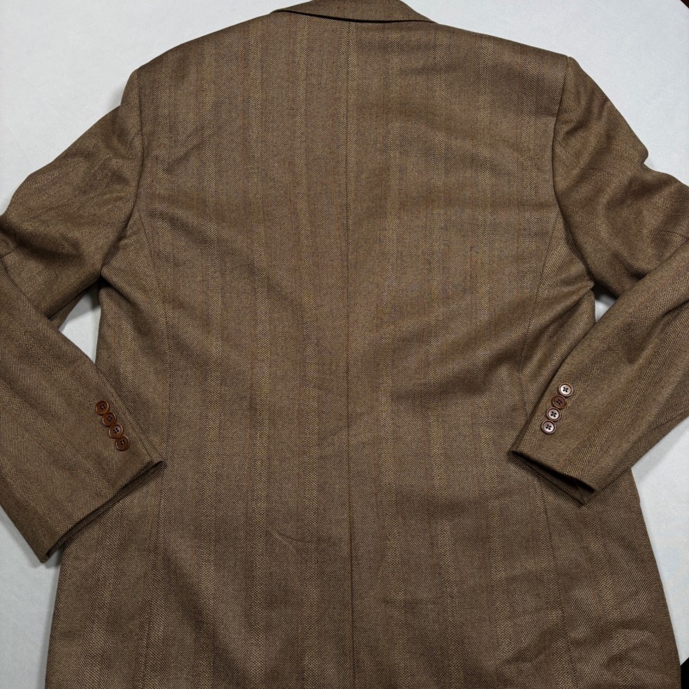 Brooks Brothers Saxon Sport Coat Men 43R Brown Herringbone Striped 2-Button USA - Picture 7 of 15